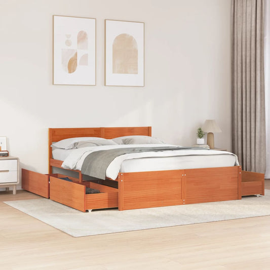Cama Sin Colchón Madera Maciza De Pino