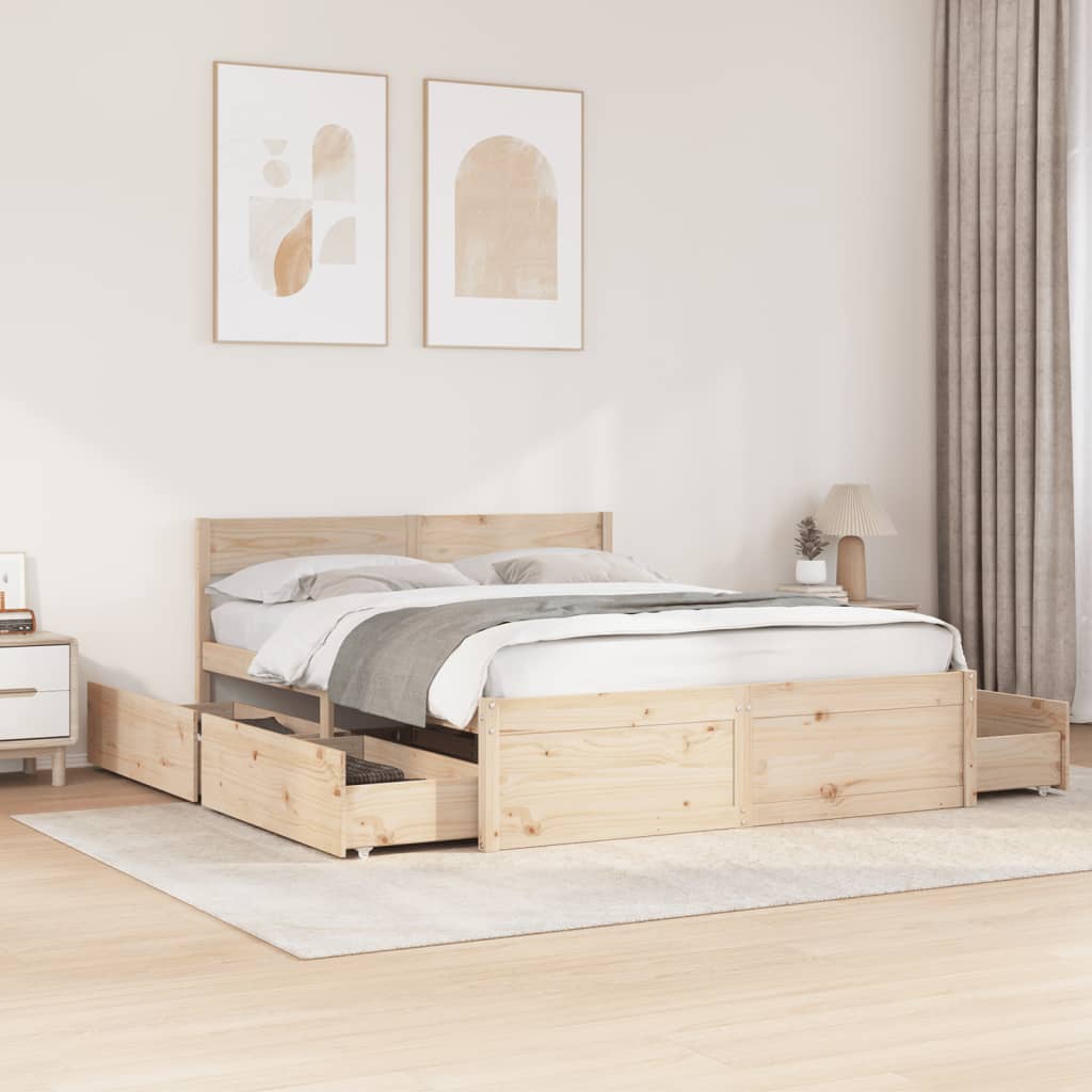Cama Sin Colchón Madera Maciza De Pino
