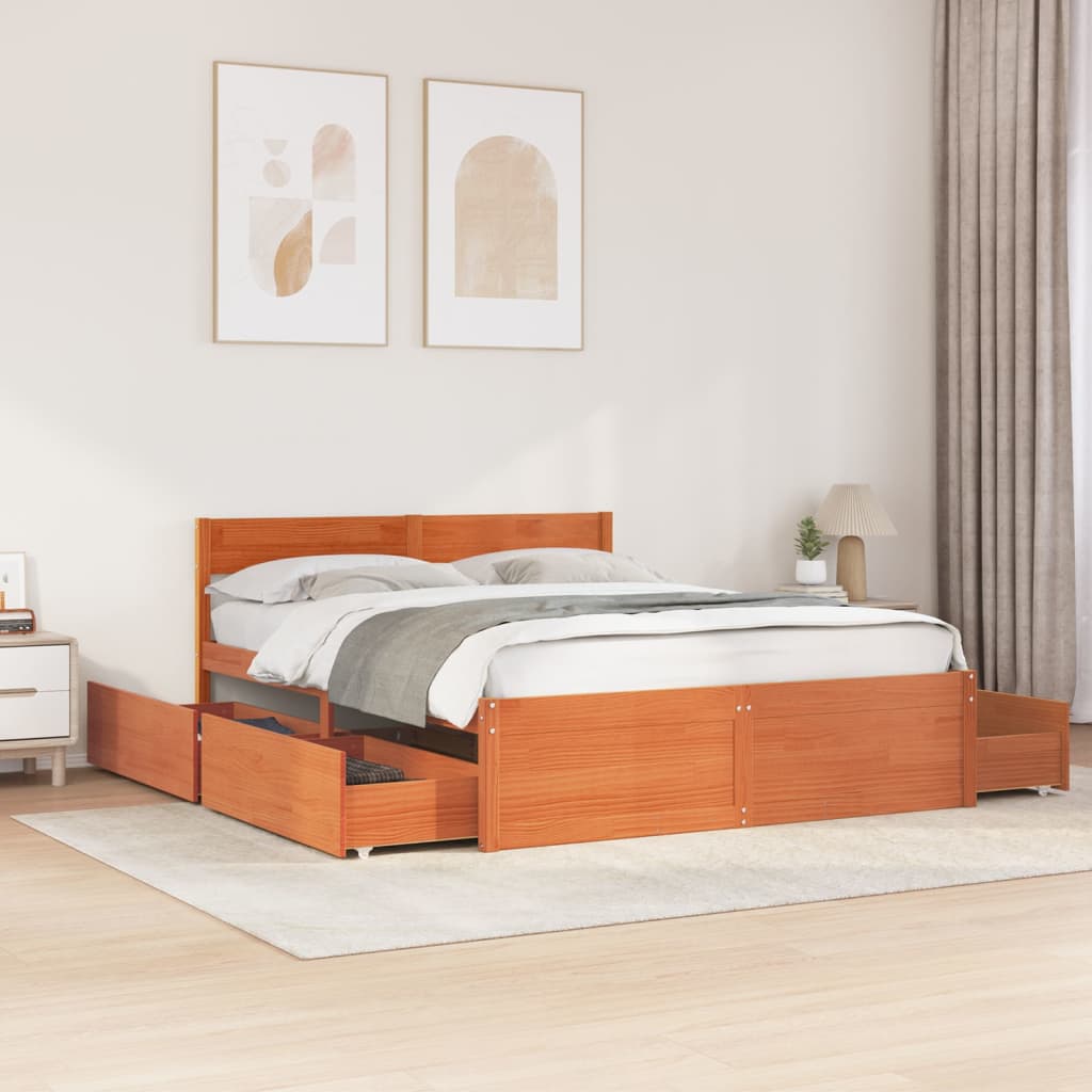 Cama Sin Colchón Madera Maciza De Pino