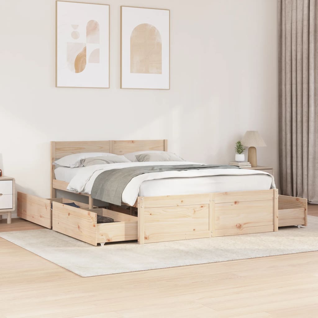 Cama Sin Colchón Madera Maciza De Pino