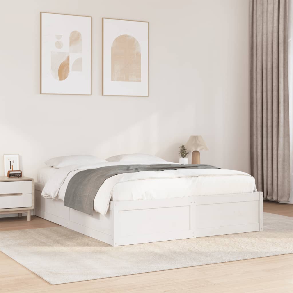 Estructura De Cama Sin Colchón Madera Maciza Marrón