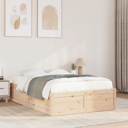 Estructura De Cama Sin Colchón Madera Maciza Marrón