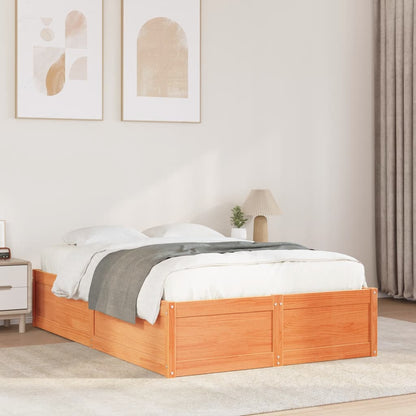 Estructura De Cama Sin Colchón Madera Maciza Marrón