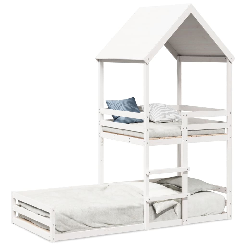 Cama Con Techo Madera Maciza De Pino