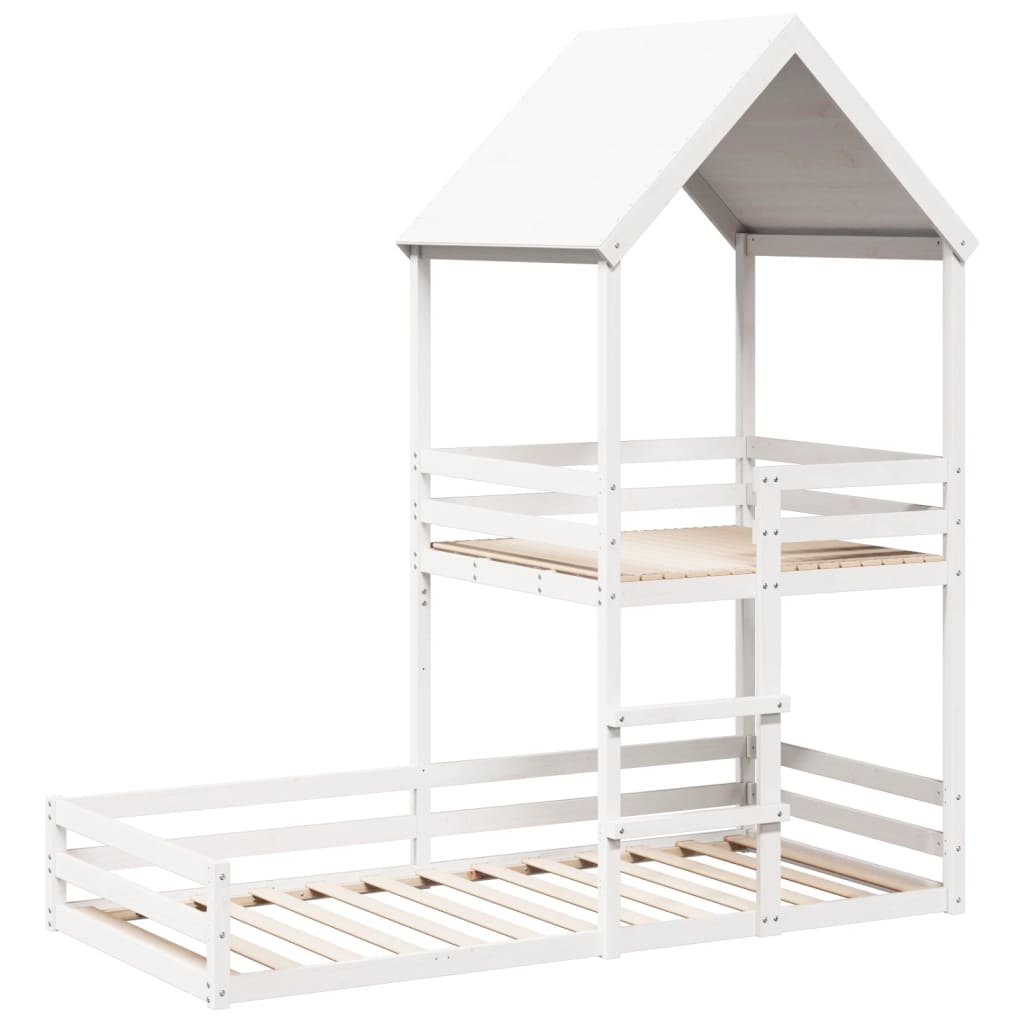Cama Con Techo Madera Maciza De Pino