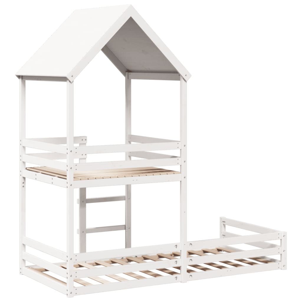 Cama Con Techo Madera Maciza De Pino