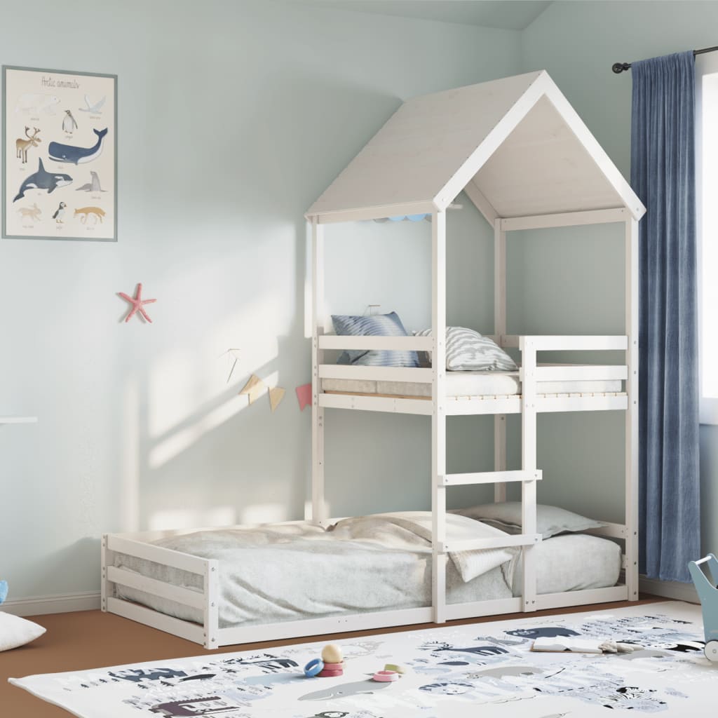 Cama Con Techo Madera Maciza De Pino