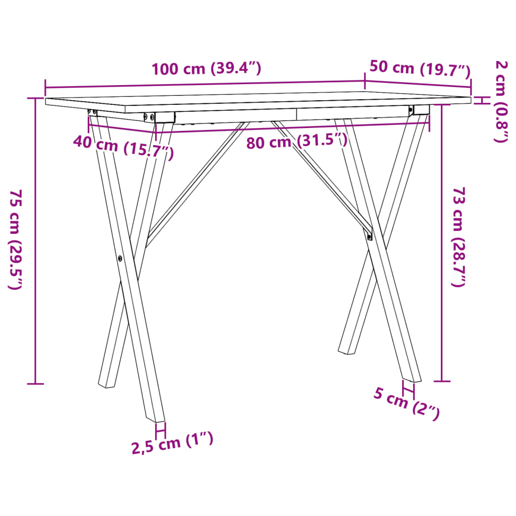 Mesa De Comedor Marco X Madera Maciza Pino Y Acero 100X50X75Cm