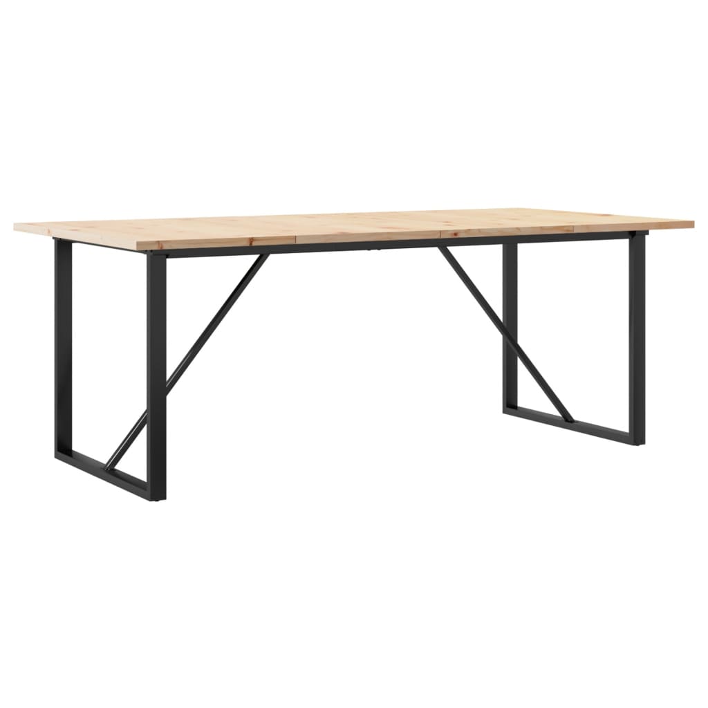 Mesa De Comedor Marco O Madera Maciza Pino Acero 200X100X75,5Cm
