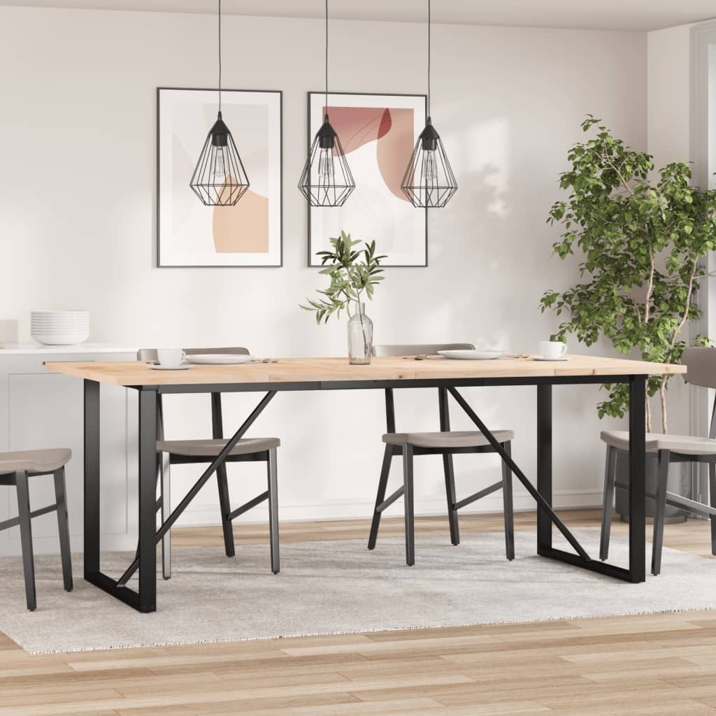 Mesa De Comedor Marco O Madera Maciza Pino Acero 200X100X75,5Cm