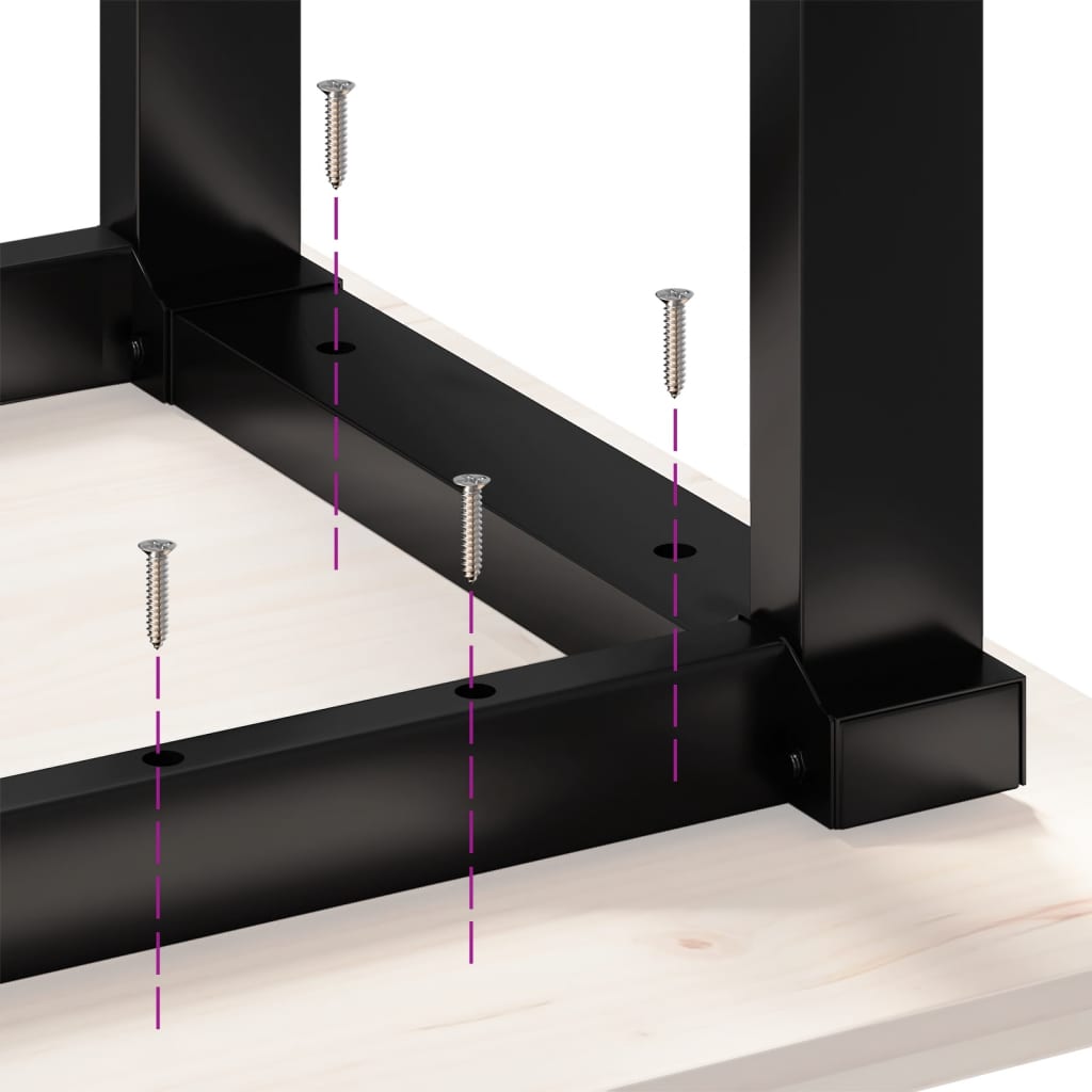 Mesa De Comedor Marco O Madera Maciza Pino Acero 200X100X75,5Cm