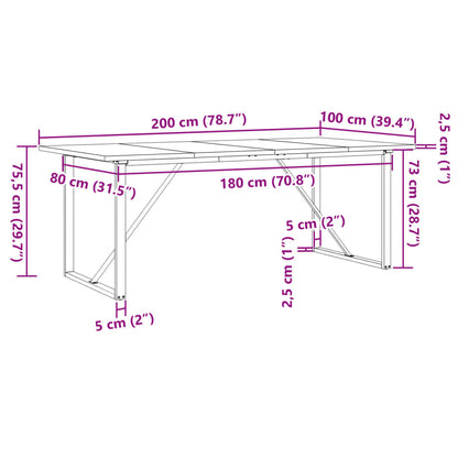 Mesa De Comedor Marco O Madera Maciza Pino Acero 200X100X75,5Cm