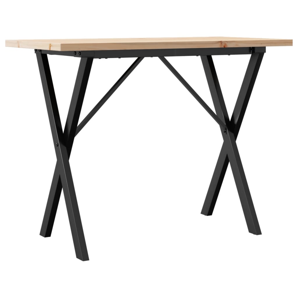 Mesa De Comedor Marco X Madera Maciza Pino Acero 100X50X75,5 Cm