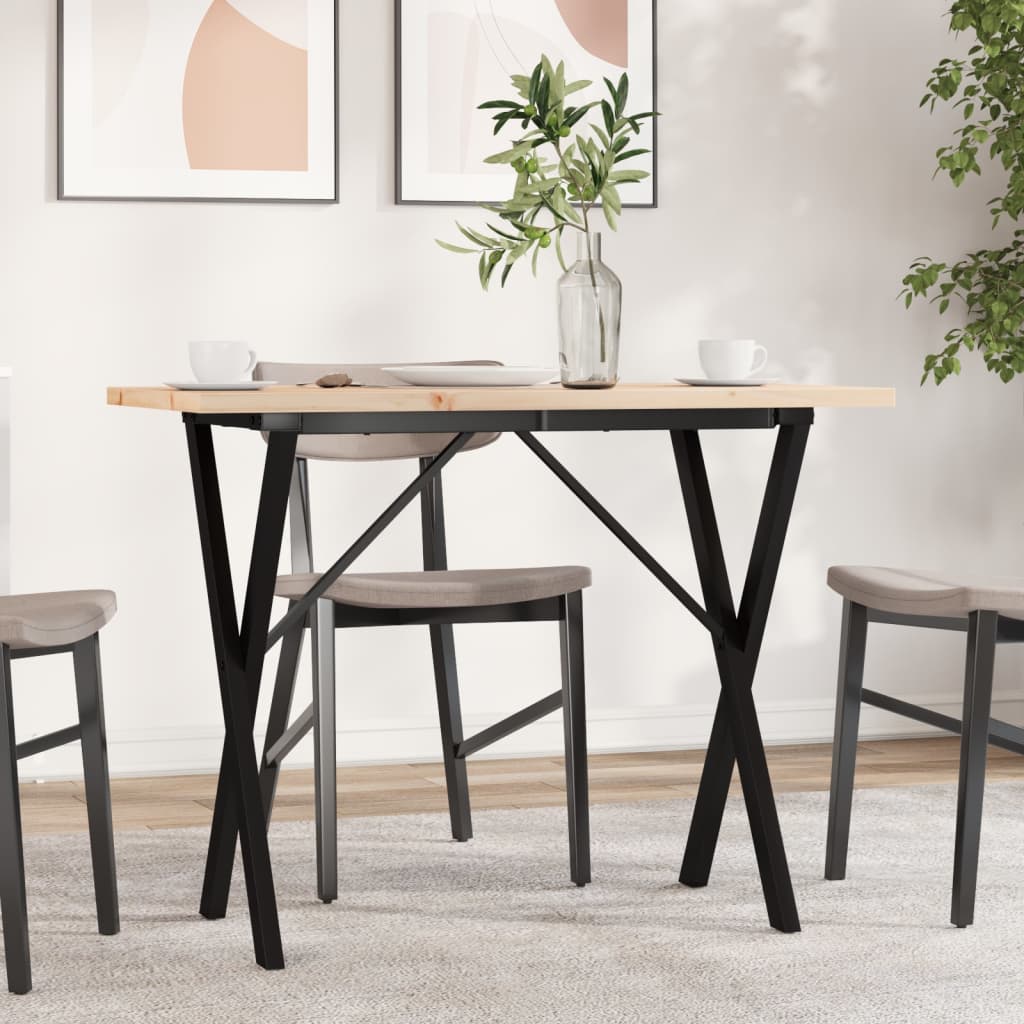 Mesa De Comedor Marco X Madera Maciza Pino Acero 100X50X75,5 Cm
