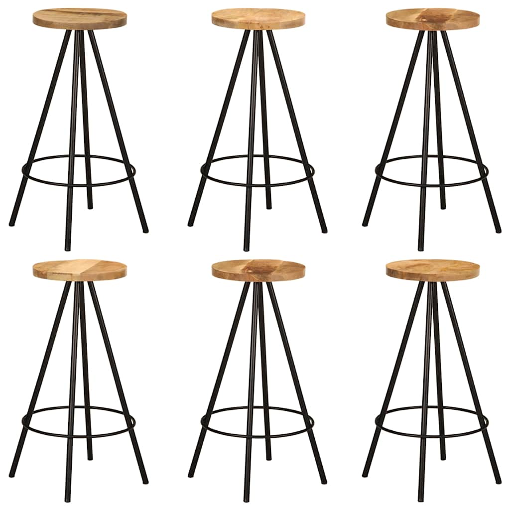 Set De Mesa Y Taburetes De Bar 7 Piezas Madera Maciza De Mango