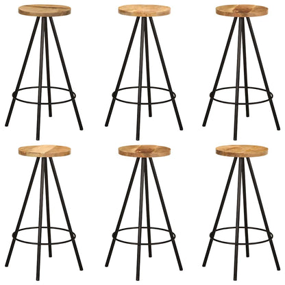Set De Mesa Y Taburetes De Bar 7 Piezas Madera Maciza De Mango