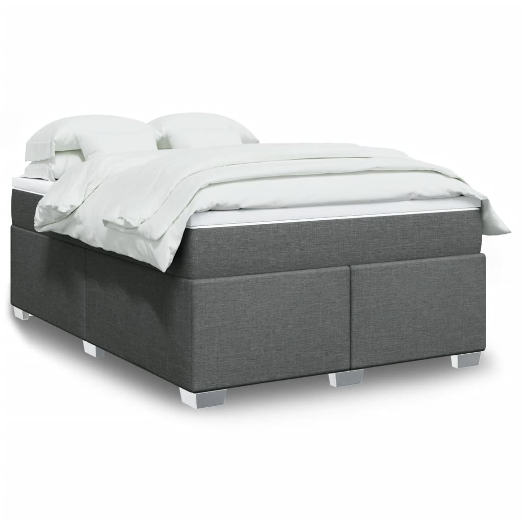 Cama Box Spring Con Colchón Tela Color