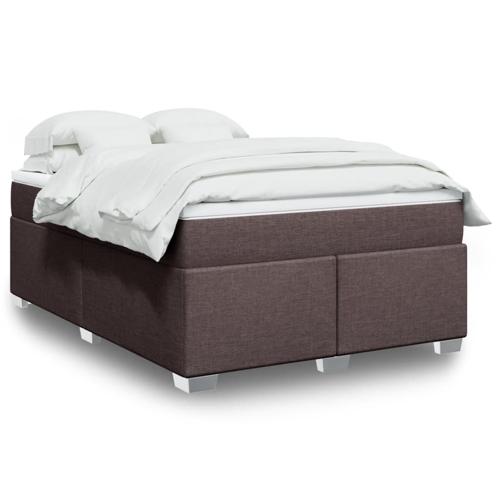 Cama Box Spring Con Colchón Tela Color