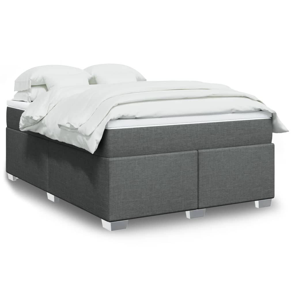 Cama Box Spring Con Colchón Tela Color