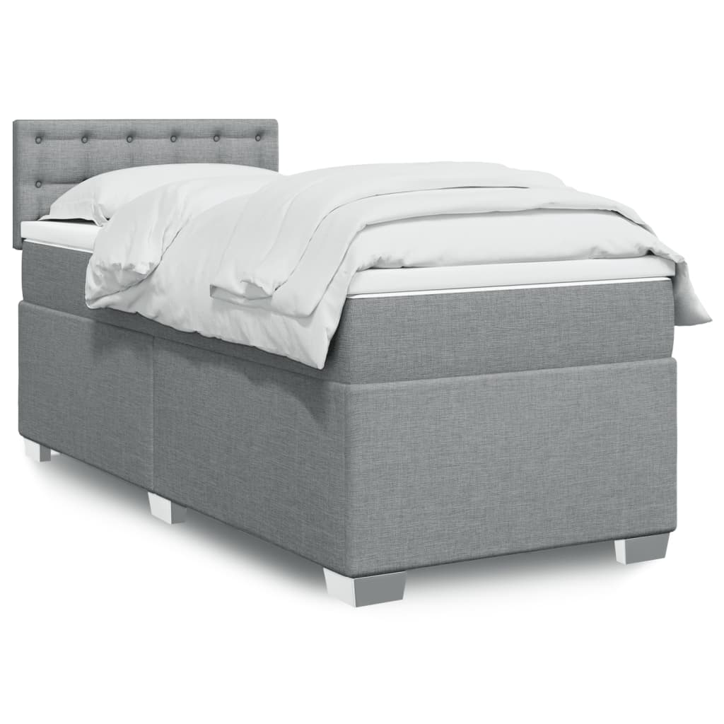 Cama Box Spring Con Colchón Tela