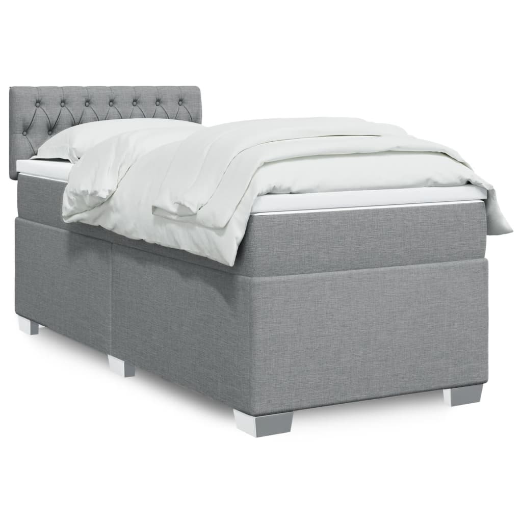 Cama Box Spring Con Colchón Tela