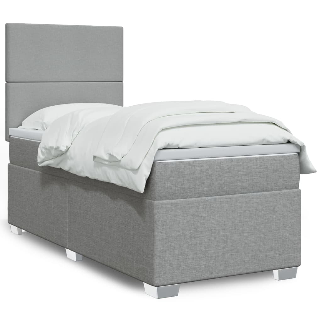 Cama Box Spring Con Colchón Tela