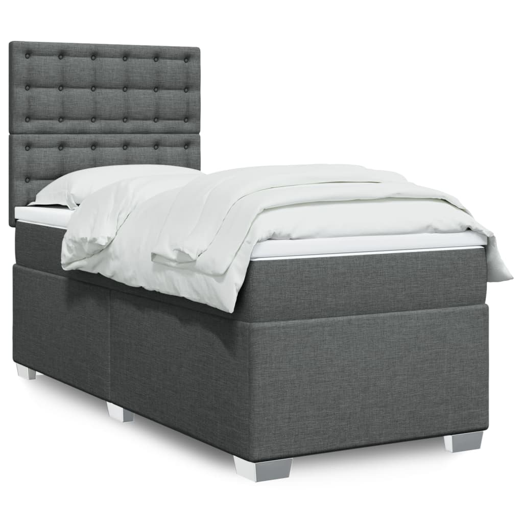 Cama Box Spring Con Colchón Tela