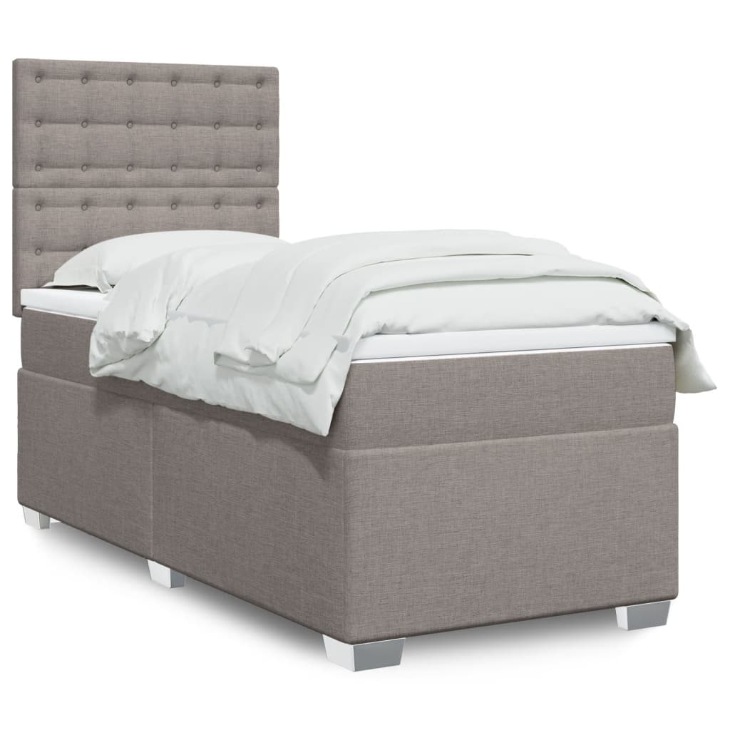 Cama Box Spring Con Colchón Tela