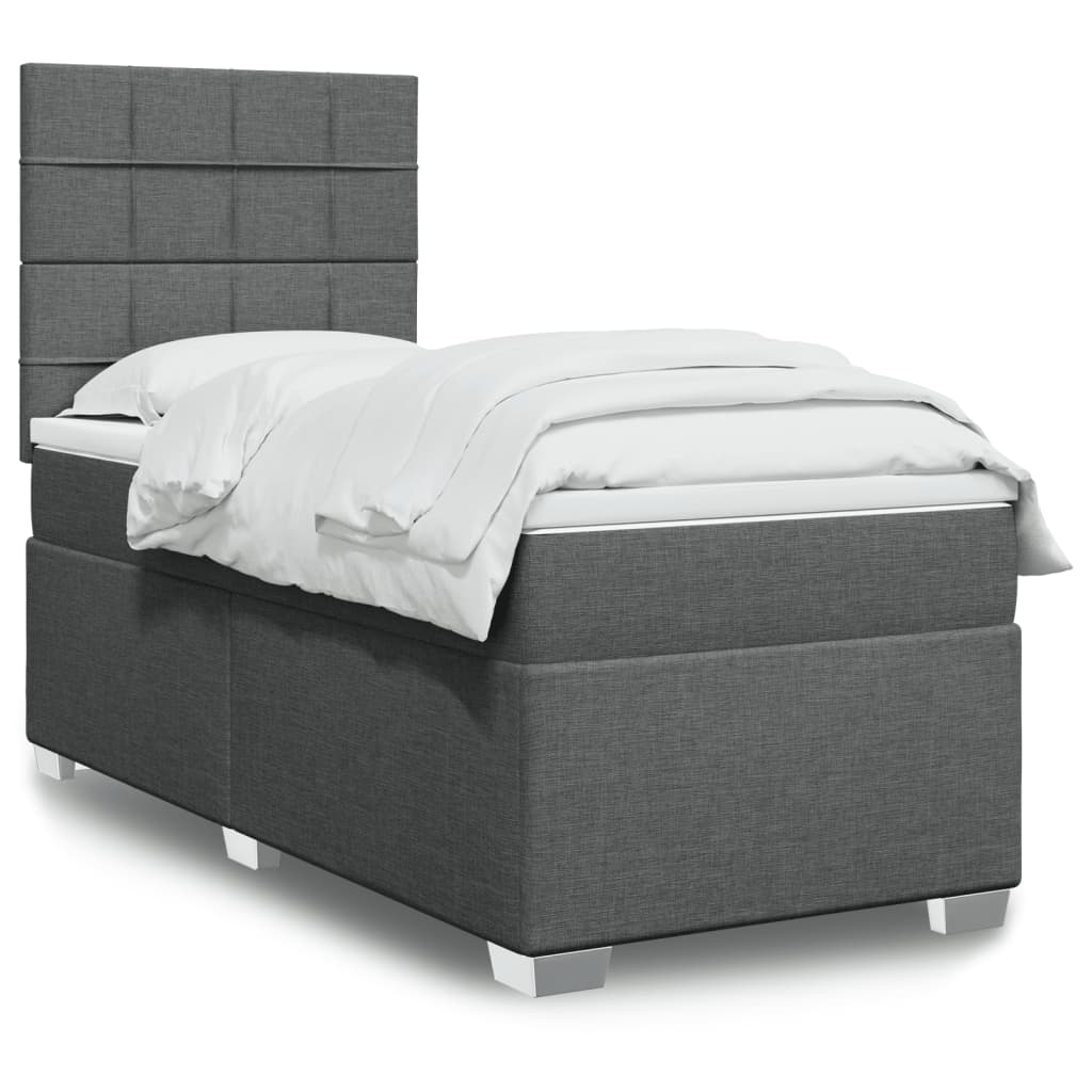 Cama Box Spring Con Colchón Tela