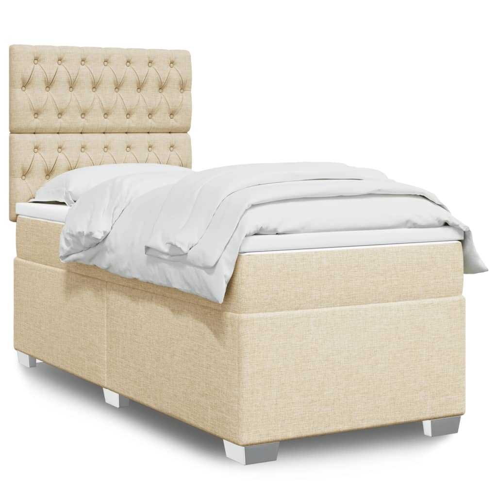 Cama Box Spring Con Colchón Tela