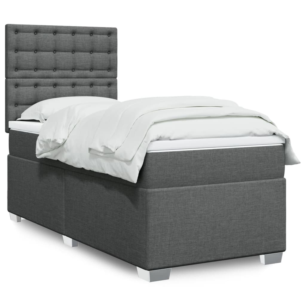 Cama Box Spring Con Colchón Tela