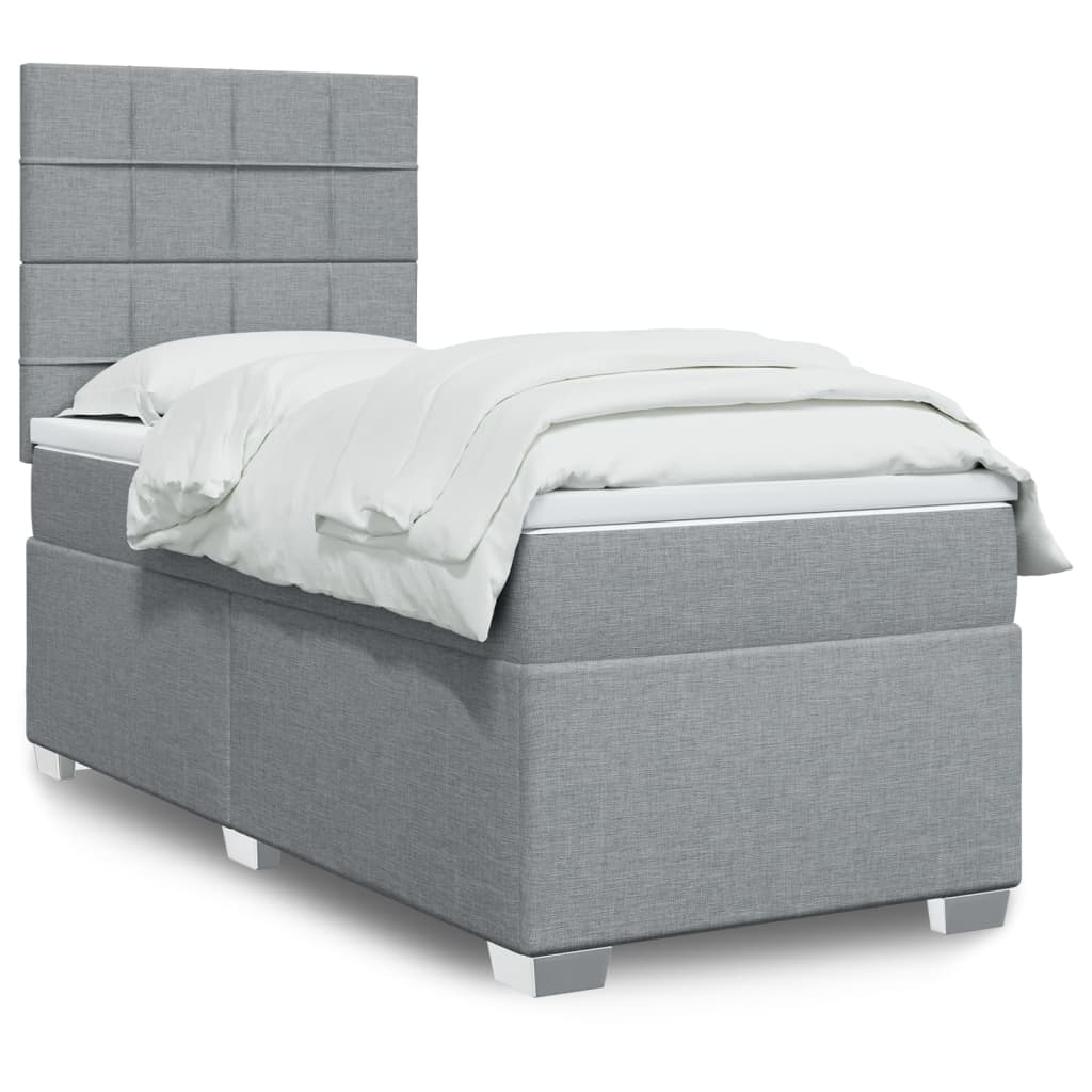 Cama Box Spring Con Colchón Tela
