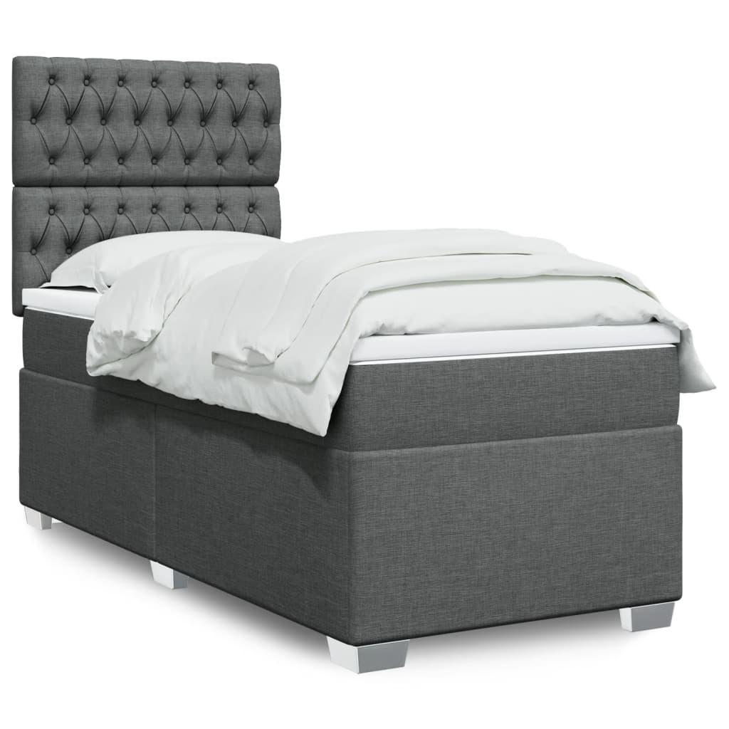 Cama Box Spring Con Colchón Tela