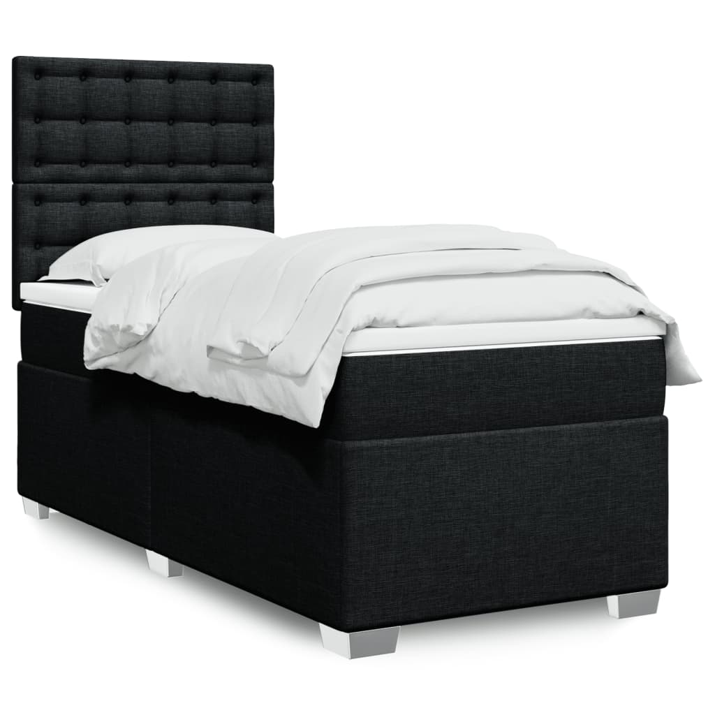 Cama Box Spring Con Colchón Tela
