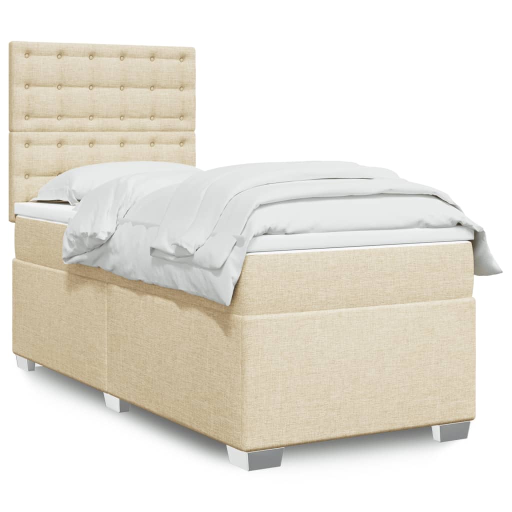 Cama Box Spring Con Colchón Tela