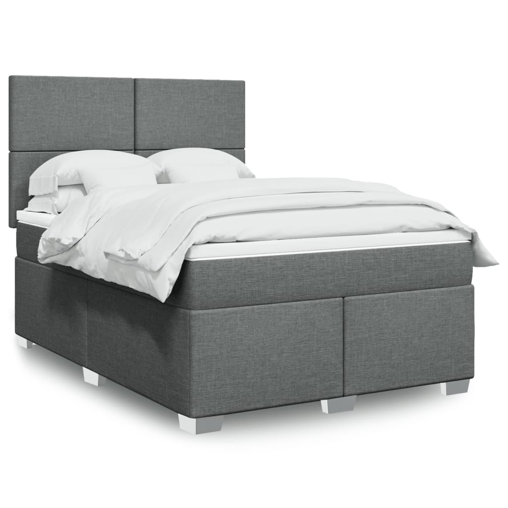 Cama Box Spring Con Colchón Tela