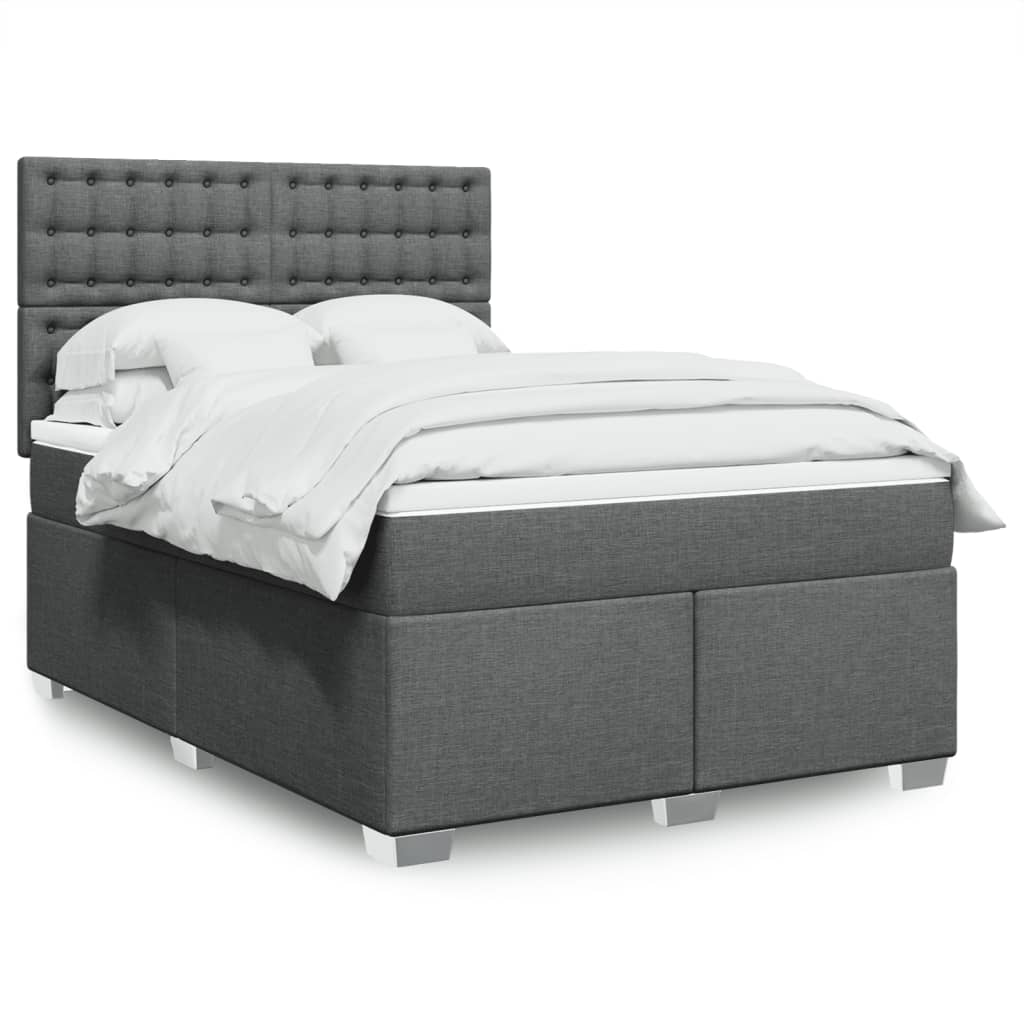 Cama Box Spring Con Colchón Tela