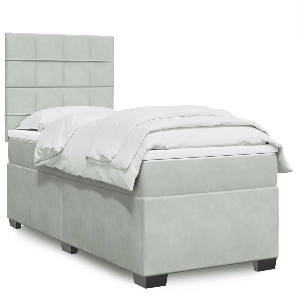 Cama Box Spring Con Colchón Terciopelo