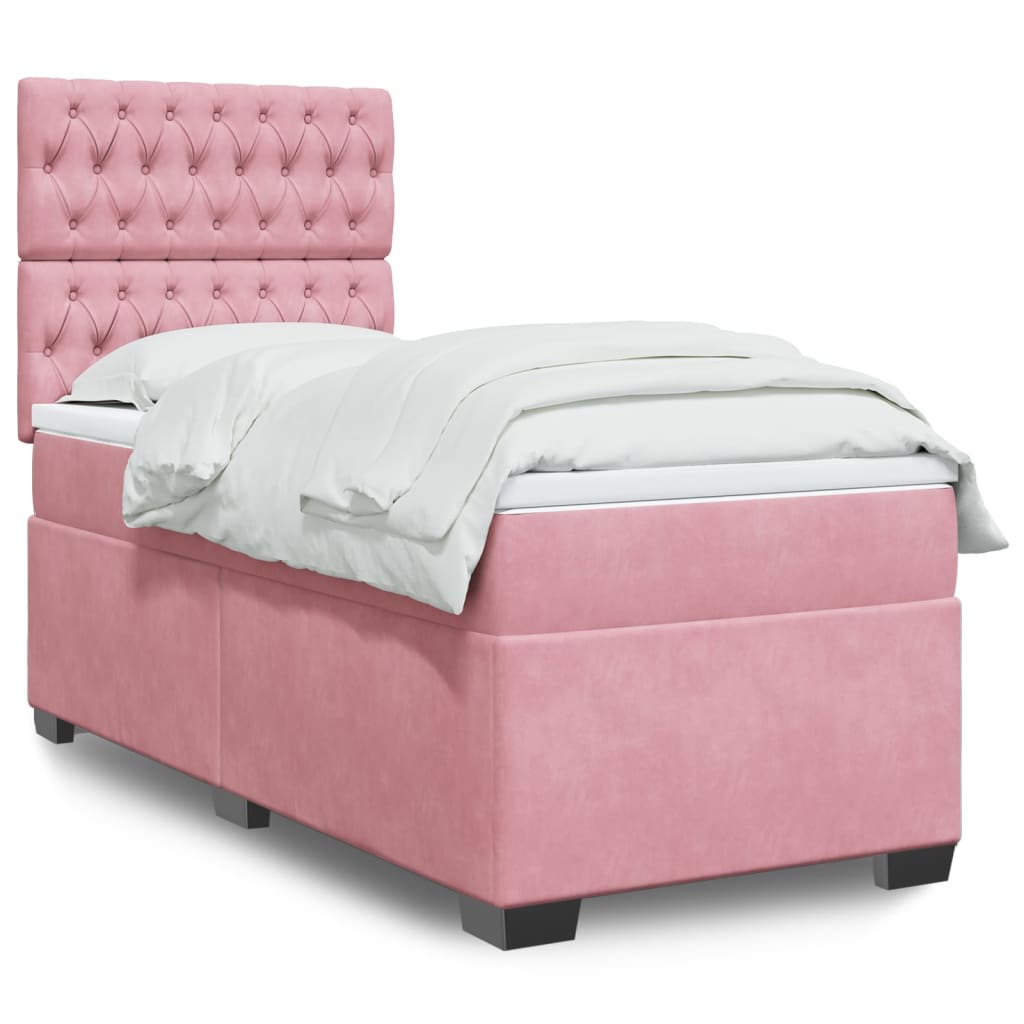 Cama Box Spring Con Colchón Terciopelo