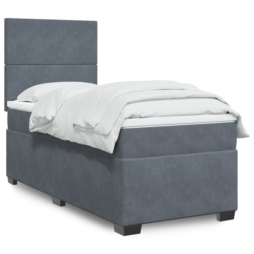 Cama Box Spring Con Colchón Terciopelo