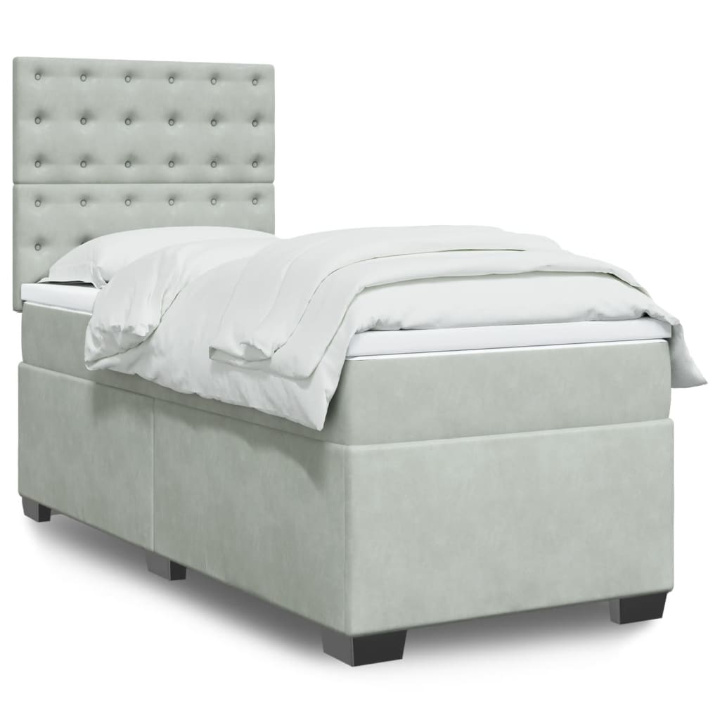Cama Box Spring Con Colchón Terciopelo