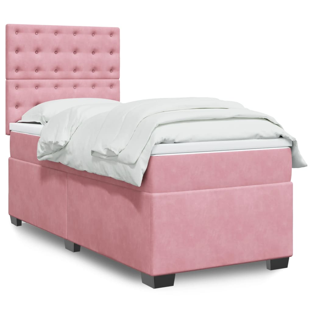 Cama Box Spring Con Colchón Terciopelo