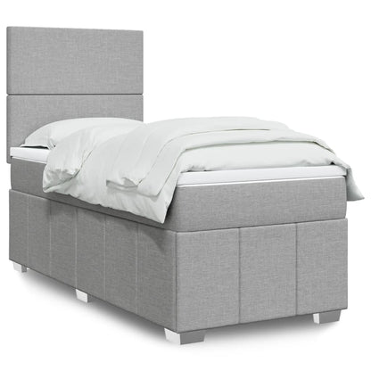 Cama Box Spring Con Colchón Tela Gris Taupe
