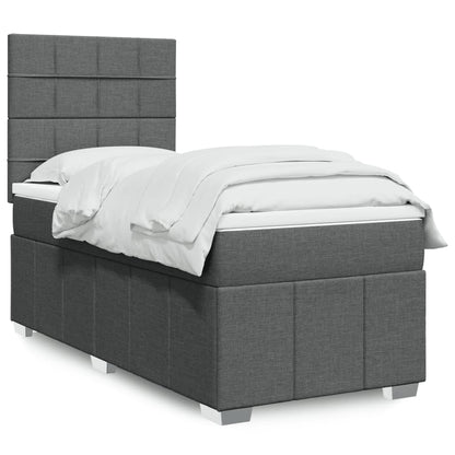 Cama Box Spring Con Colchón Tela Gris Taupe