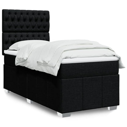 Cama Box Spring Con Colchón Tela Gris Taupe