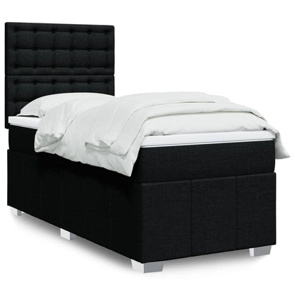Cama Box Spring Con Colchón Tela Gris Taupe
