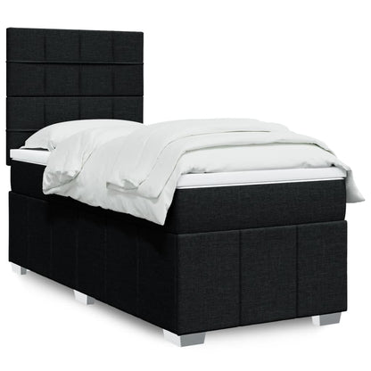 Cama Box Spring Con Colchón Tela Gris Taupe