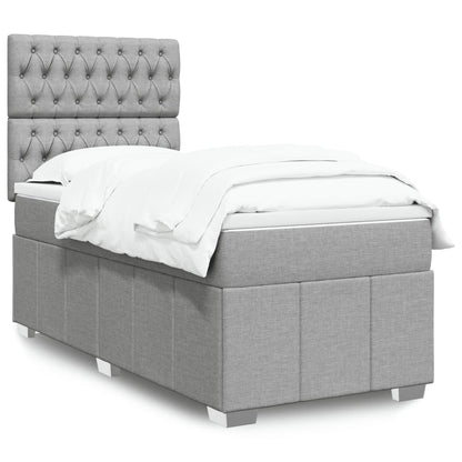 Cama Box Spring Con Colchón Tela Gris Taupe