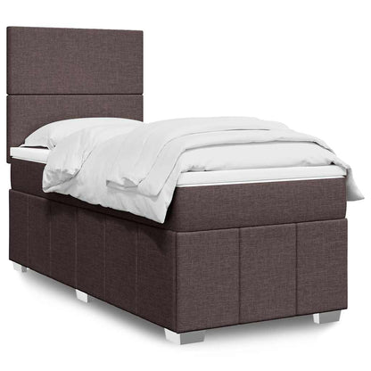 Cama Box Spring Con Colchón Tela Gris Taupe