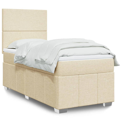 Cama Box Spring Con Colchón Tela Gris Taupe